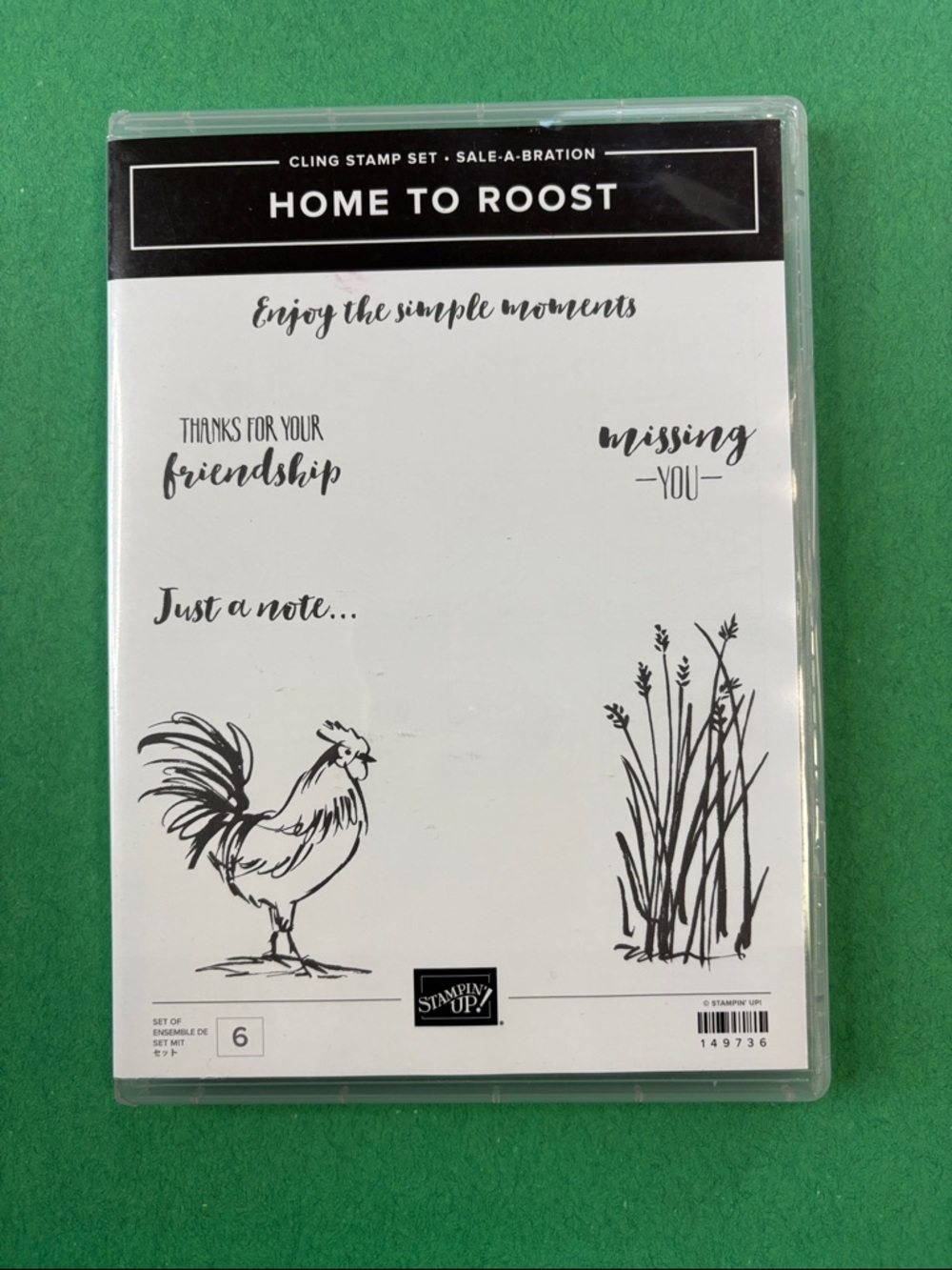 Stampin' Up! Home to Roost Cling Stamp Set - Black on White